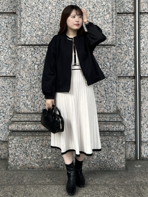 セール】バイカラードッキング風ニットワンピース【洗濯機OK/抗ピル