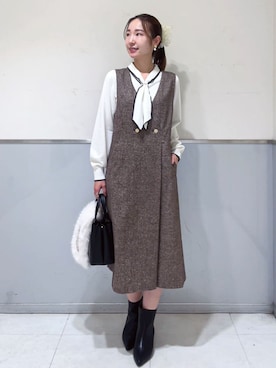 「着回しコーデ」｜index スタッフさん（レディース・160cm）の冬コーディネート