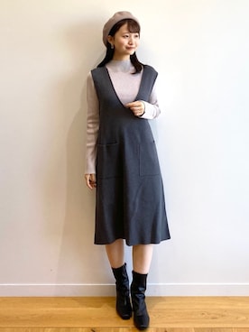 「インデックス」｜「アイテム（ハンチング/ベレー帽）」を使った、index スタッフさん（レディース・158cm）の秋コーディネート