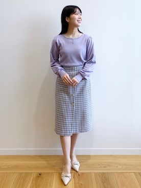 「ほめられ本命コーデ」｜「アイテム（パンプス）」を使った、index スタッフさん（レディース・158cm）の冬コーディネート