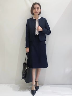 「index（インデックス）のアイテム（ノーカラージャケット）」を使った、index スタッフさん（レディース・161cm）の冬コーディネート