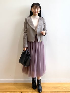 「index（インデックス）のアイテム（ライダースジャケット）」を使った、index スタッフさん（レディース・158cm）の秋コーディネート