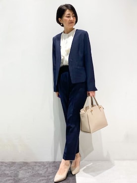 「index（インデックス）のアイテム（ノーカラージャケット）」を使った、index スタッフさん（レディース・161cm）の冬コーディネート