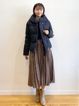 「index」｜「アイテム（ダウンジャケット/コート）」を使った、index スタッフさん（レディース・158cm）の冬コーディネート