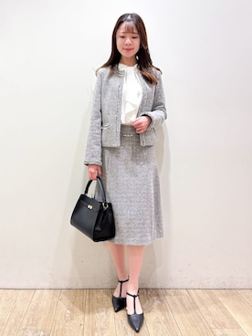「index（インデックス）のアイテム（ノーカラージャケット）」を使った、index スタッフさん（レディース・157cm）の冬コーディネート