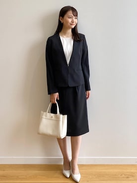 「index（インデックス）のアイテム（ノーカラージャケット）」を使った、index スタッフさん（レディース・158cm）の春コーディネート