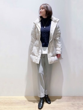 「index」｜「アイテム（ダウンジャケット/コート）」を使った、index スタッフさん（レディース・160cm）の冬コーディネート