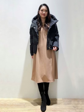「インデックス」｜「アイテム（ダウンジャケット/コート）」を使った、index スタッフさん（レディース・160cm）の冬コーディネート