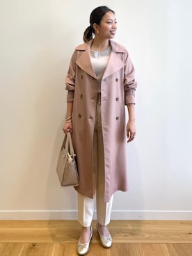 「インデックス」｜「アイテム（トレンチコート）」を使った、index スタッフさん（レディース・159cm）の冬コーディネート
