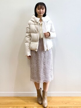 「index」｜「アイテム（ダウンジャケット/コート）」を使った、index スタッフさん（レディース・158cm）の冬コーディネート