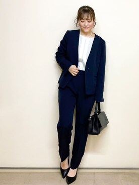 「index（インデックス）のアイテム（ノーカラージャケット）」を使った、index スタッフさん（レディース・156cm）の冬コーディネート