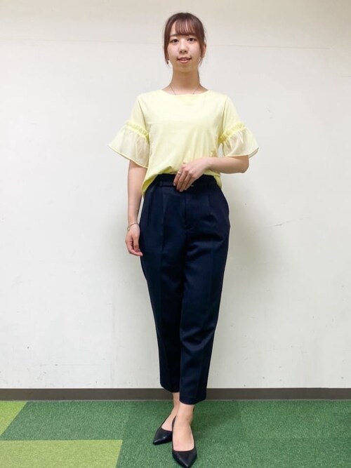 tシャツ フレア袖ドッキングトップス レディース セール】ドッキングフレアトップス【洗濯機洗い可/接触冷感/吸水