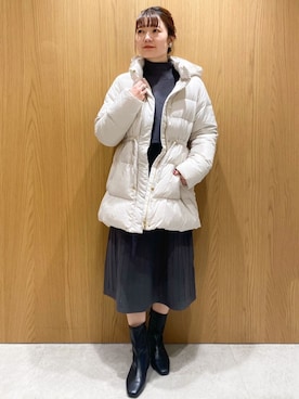 「index」｜「アイテム（ダウンジャケット/コート）」を使った、index スタッフさん（レディース・156cm）の冬コーディネート
