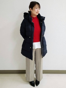 「index」｜「アイテム（ダウンジャケット/コート）」を使った、index スタッフさん（レディース・159cm）の秋コーディネート