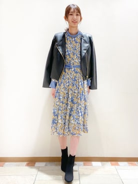「index（インデックス）のアイテム（ライダースジャケット）」を使った、index スタッフさん（レディース・158cm）の秋コーディネート