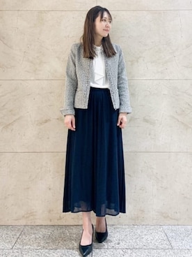 「index（インデックス）のアイテム（ノーカラージャケット）」を使った、index スタッフさん（レディース・158cm）の冬コーディネート