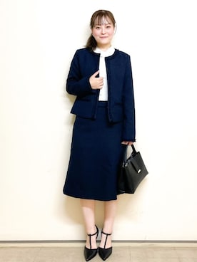 「index（インデックス）のアイテム（ノーカラージャケット）」を使った、index スタッフさん（レディース・156cm）の冬コーディネート