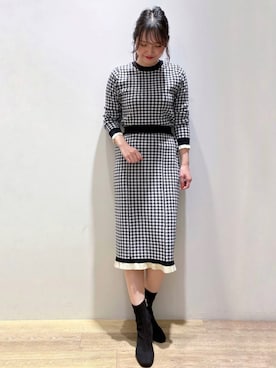 「ニットアップ」｜index スタッフさん（レディース・158cm）の秋コーディネート