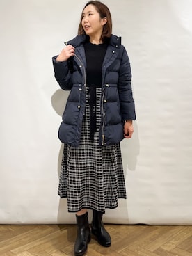 「index」｜「アイテム（ダウンジャケット/コート）」を使った、index スタッフさん（レディース・161cm）の冬コーディネート