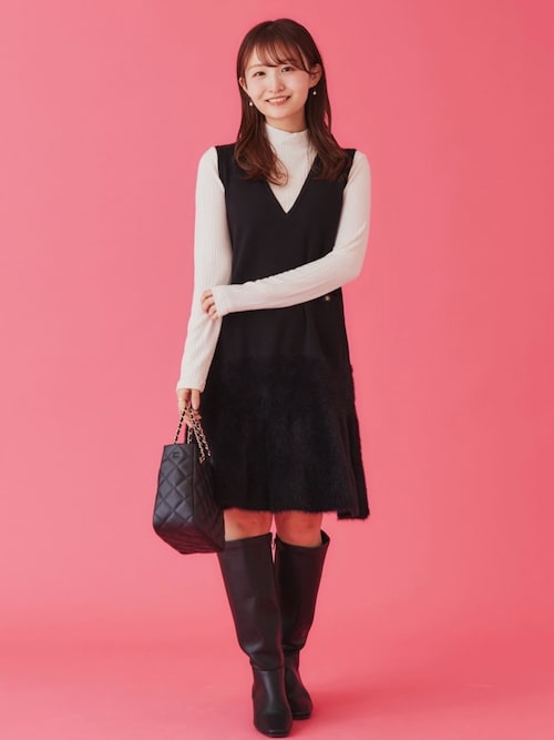 ♡winter fabric paper セット♡ セール】フェザー切り替えニットジャンパースカート【洗濯機洗い可