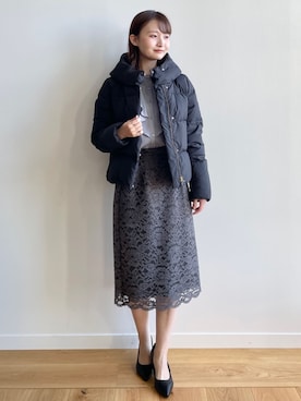 「インデックス」｜「アイテム（ダウンジャケット/コート）」を使った、index スタッフさん（レディース・158cm）の冬コーディネート