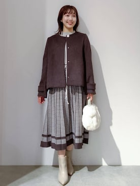 「アイテム（ノーカラーコート）」を使った、index スタッフさん（レディース・157cm）の秋コーディネート