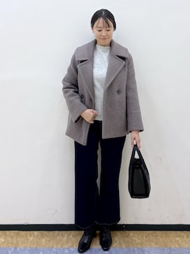 「アイテム（ピーコート）」を使った、index スタッフさん（レディース・164cm）の秋コーディネート