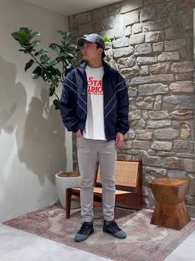 「BAYFLOW」｜「アイテム（ナイロンジャケット）」を使った、tagamitakatoさん（メンズ・183cm）の冬コーディネート