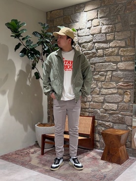 「BAYFLOW」｜「アイテム（ナイロンジャケット）」を使った、tagamitakatoさん（メンズ・183cm）の冬コーディネート