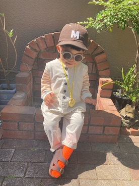 「アイテム（オールインワン・サロペット、ホワイト系）」を使った、nohana＊＊＊kent さん（キッズ・90cm）の春コーディネート