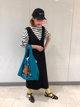 「カラーソックス」｜「アイテム（ジャンパースカート）」を使った、nohana＊＊＊kent さん（レディース・159cm）の春コーディネート