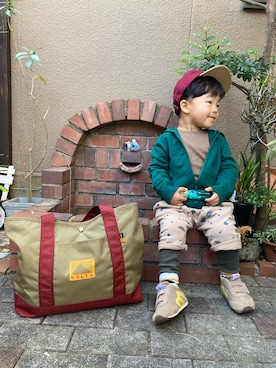 「アイテム（レギンス/スパッツ、グリーン系）」を使った、nohana＊＊＊kent さん（キッズ・80cm）の秋コーディネート