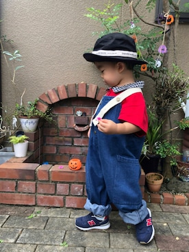 「New Balance」｜「アイテム（サロペット/オーバーオール）」を使った、nohana＊＊＊kent さん（キッズ・80cm）の秋コーディネート