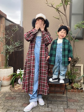 「チェック柄に恋してる」｜「アイテム（オールインワン・サロペット）」を使った、nohana＊＊＊kent さん（レディース・159cm）の冬コーディネート