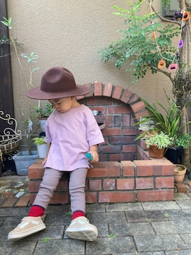 「アイテム（レギンス/スパッツ、グリーン系）」を使った、nohana＊＊＊kent さん（キッズ・80cm）の秋コーディネート