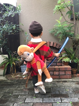 「ラガーシャツ」｜「アイテム（ニットキャップ/ビーニー）」を使った、nohana＊＊＊kent さん（キッズ・80cm）の秋コーディネート