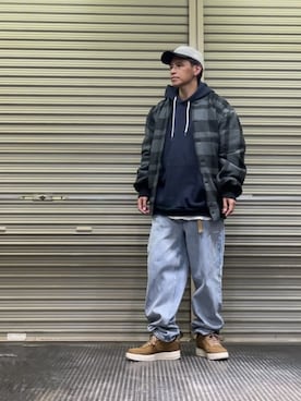 「アイテム（スタジャン）」を使った、クロ🐑さん（メンズ・168cm・40代）の冬コーディネート