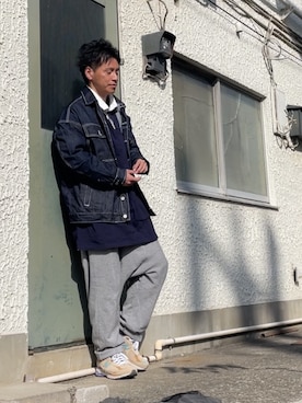 「antiqua（アンティカ）のアイテム（デニムジャケット）」を使った、クロ🐑さん（メンズ・168cm）の春コーディネート