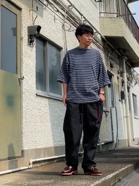 「Timberland（ティンバーランド）のTimberland/ティンバーランド オーセンティック ローファー メンズ（ローファー、レッド系）」を使った、クロ🐑さん（メンズ・168cm）の夏コーディネート