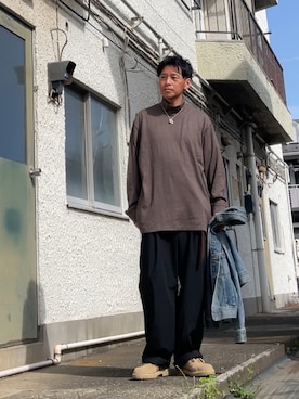 「MUJI Labo（ムジラボ）のアイテム」を使った、クロ🐑さん（メンズ・168cm）の春コーディネート