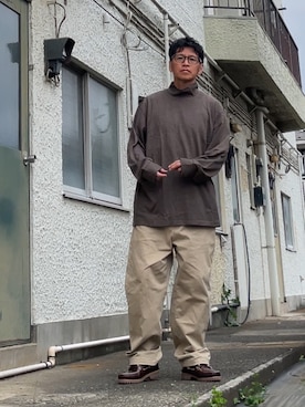 「MUJI Labo（ムジラボ）のアイテム（トップス）」を使った、クロ🐑さん（メンズ・168cm）の春コーディネート