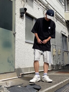 「BEN DAVIS（ベンデイビス）のアイテム（Tシャツ/カットソー）」を使った、クロ🐑さん（メンズ・168cm）の秋コーディネート