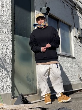 「PRO CLUB （プロクラブ）のアイテム（スウェット）」を使った、クロ🐑さん（メンズ・168cm）の冬コーディネート