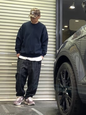 「KRIFF MAYER（クリフメイヤー）のアイテム（帽子）」を使った、クロ🐑さん（メンズ・168cm）の春コーディネート