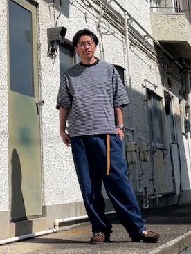 「NAUTICA（ノーティカ）のNAUTICA/ノーティカ ヴィンテージライク ツータックデニムトラウザー（デニムパンツ、ブルー系）」を使った、クロ🐑さん（メンズ・168cm）の夏コーディネート