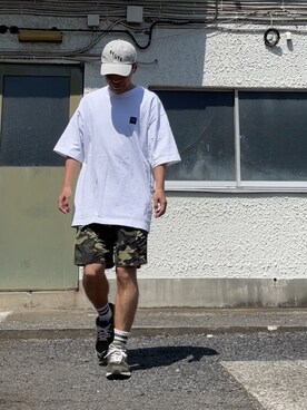 「BEN DAVIS（ベンデイビス）のアイテム（Tシャツ/カットソー）」を使った、クロ🐑さん（メンズ・168cm）の夏コーディネート
