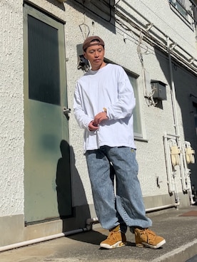 「GAP（ギャップ）のアイテム（帽子）」を使った、クロ🐑さん（メンズ・168cm）の春コーディネート