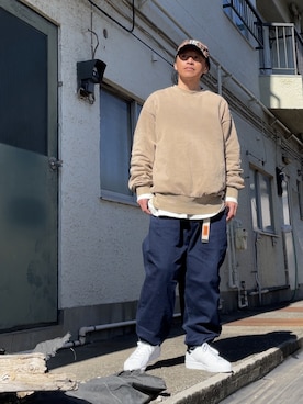 「KRIFF MAYER（クリフメイヤー）のアイテム（帽子）」を使った、クロ🐑さん（メンズ・168cm）の冬コーディネート