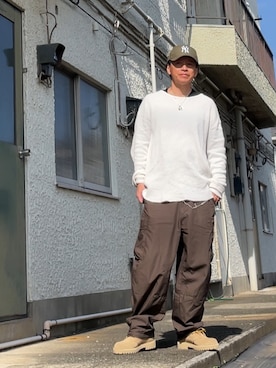 「アイテム（カーゴパンツ）」を使った、クロ🐑さん（メンズ・168cm・40代）の秋コーディネート