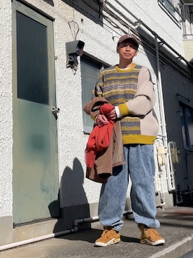 「GAP（ギャップ）のアイテム（帽子）」を使った、クロ🐑さん（メンズ・168cm）の春コーディネート